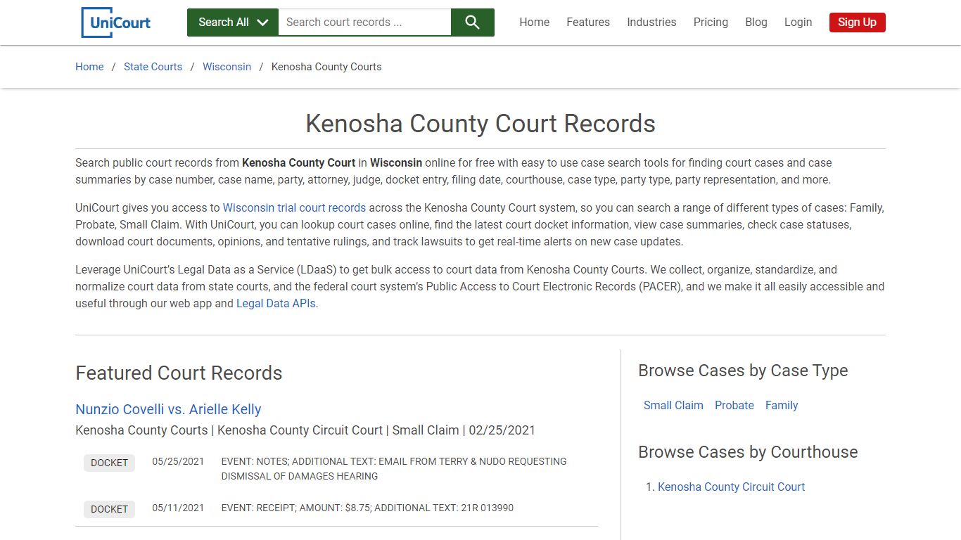 Kenosha County Court Records | Wisconsin | UniCourt